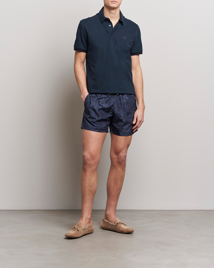 Herre | Pikéer | Etro | Contrast Paisley Polo Navy