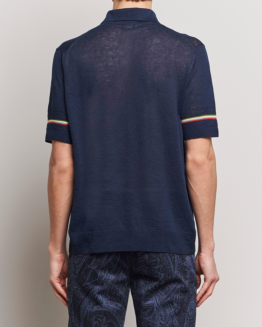 Herre | Pikéer | Etro | Knitted Cotton/Linen Polo Navy