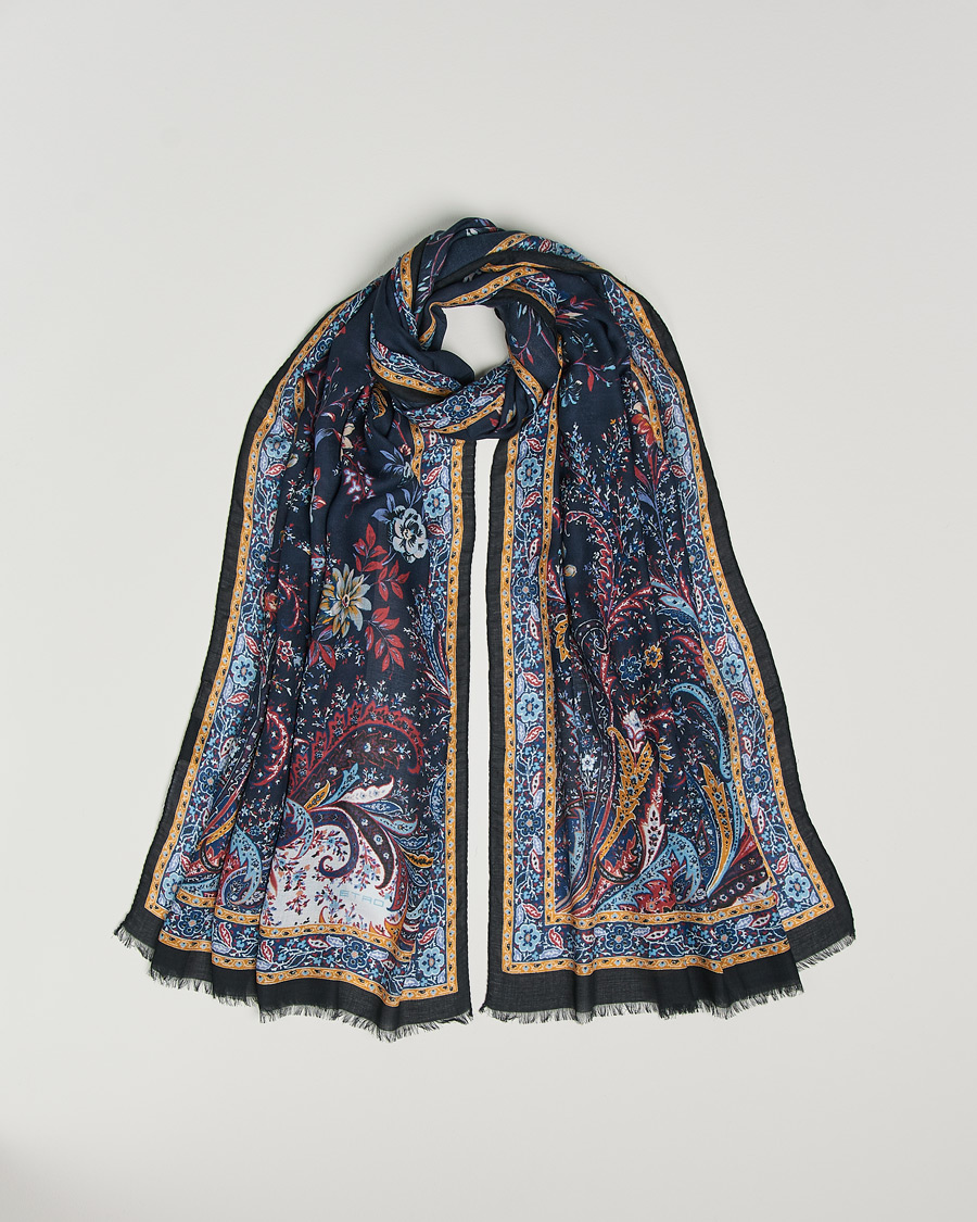 Herre |  | Etro | Modal/Cashmere Printed Scarf Navy