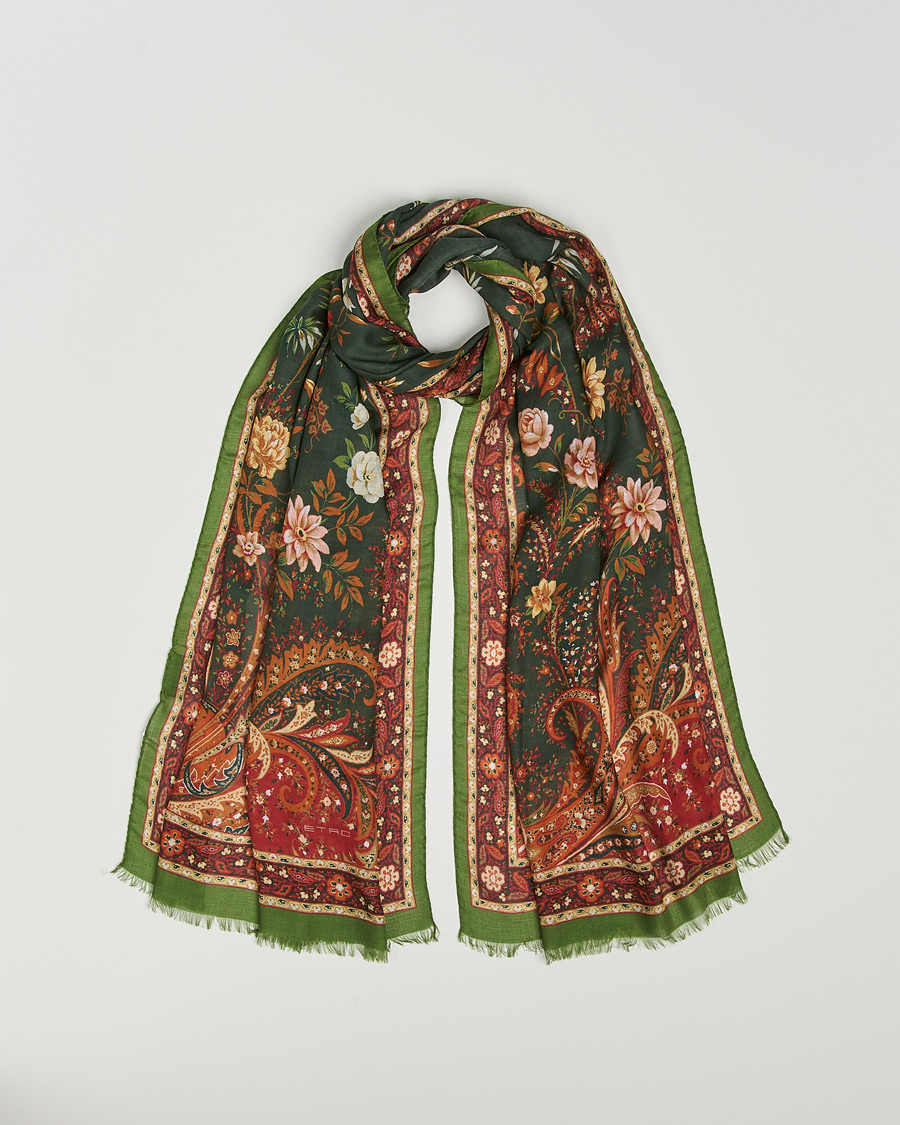 Herre |  | Etro | Modal/Cashmere Printed Scarf Green/Burgundy