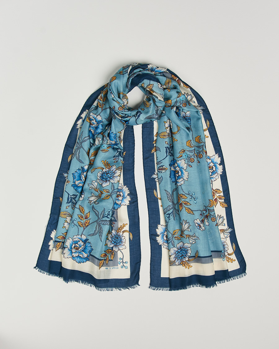 Herre |  | Etro | Modal/Cashmere Printed Scarf Light Blue