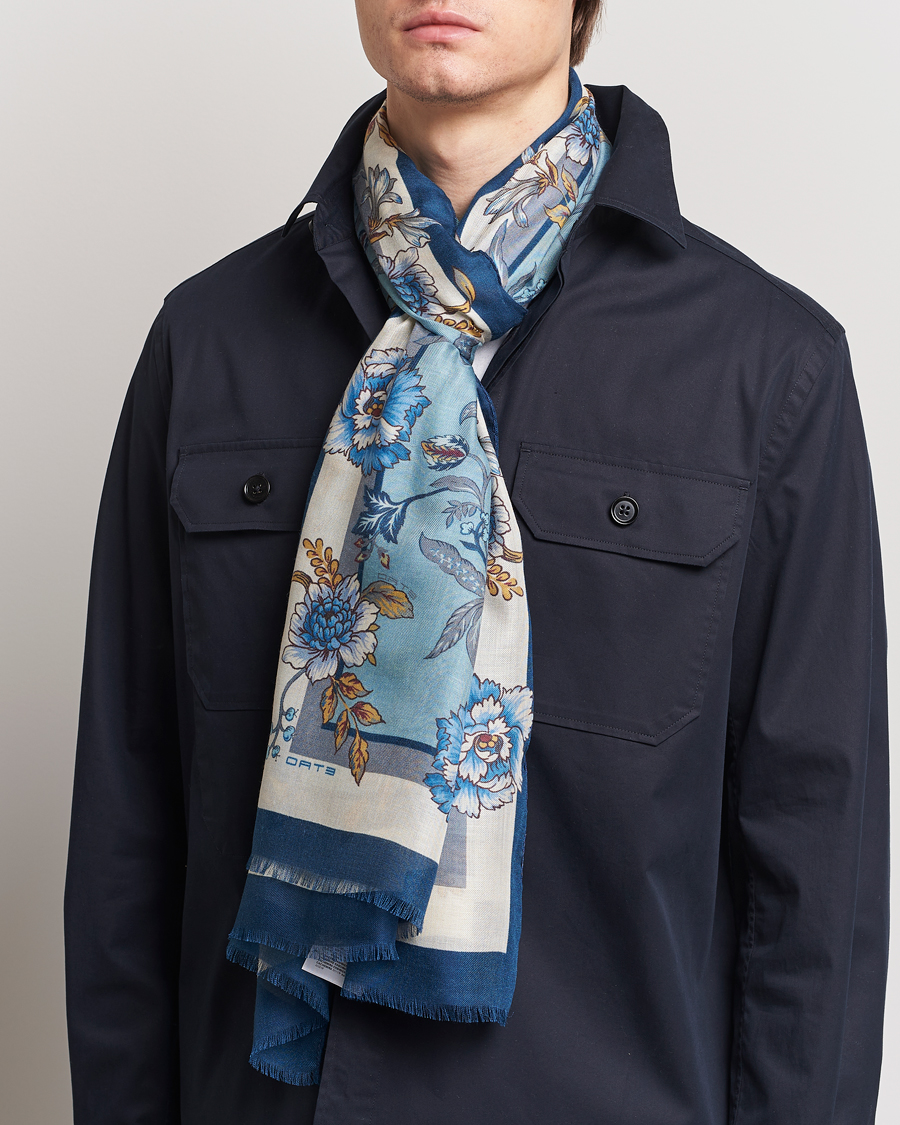 Herre | Assesoarer | Etro | Modal/Cashmere Printed Scarf Light Blue