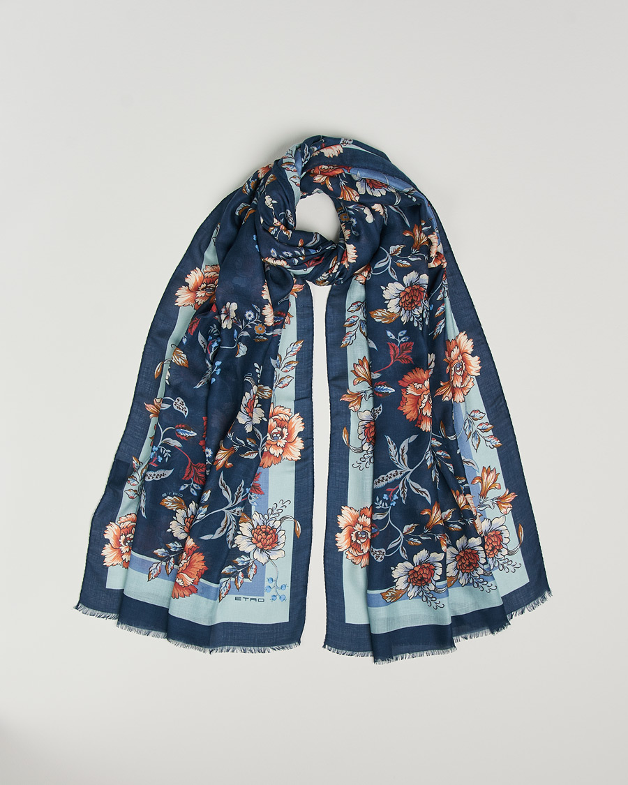 Herre |  | Etro | Modal/Cashmere Printed Scarf Dark Blue