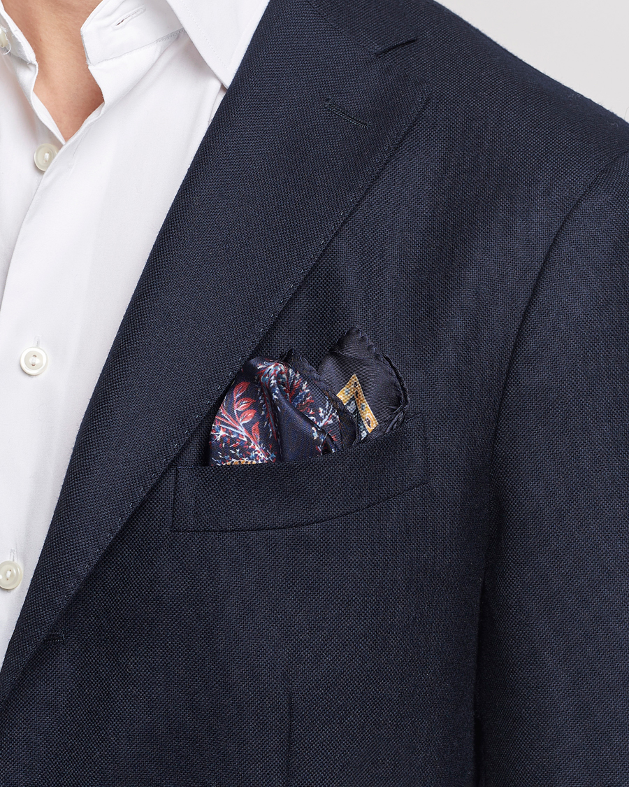 Herre | Italian Department | Etro | Printed Silk Pocket Square Navy