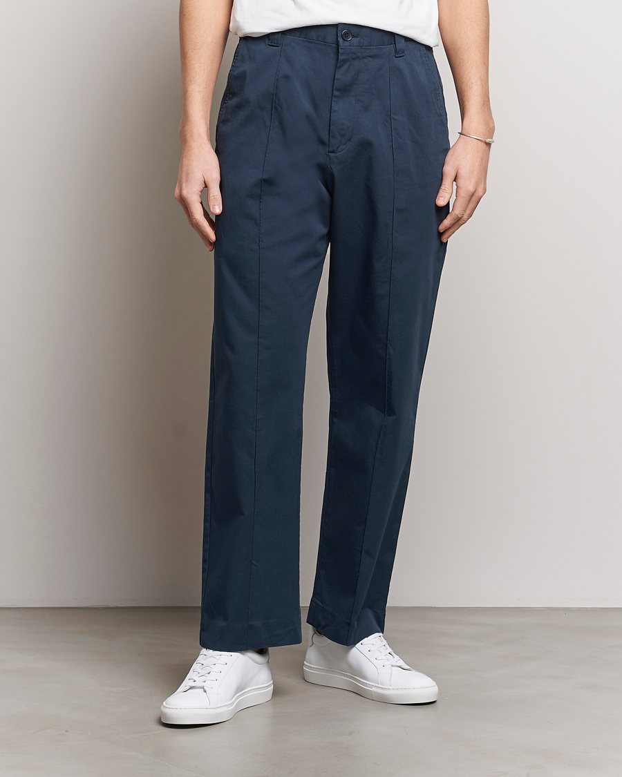 Herre | Chinos | NN07 | Tauber Pleated Trousers Navy Blue