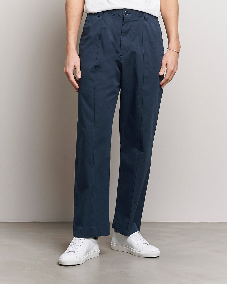 Herre | Bukser | NN07 | Tauber Pleated Trousers Navy Blue