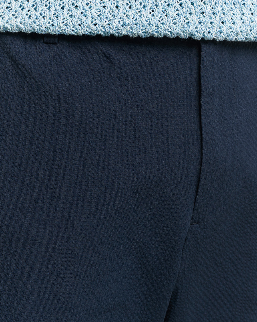 Herre | Bukser | NN07 | Billie Seersucker Drawstring Trousers Navy Blue