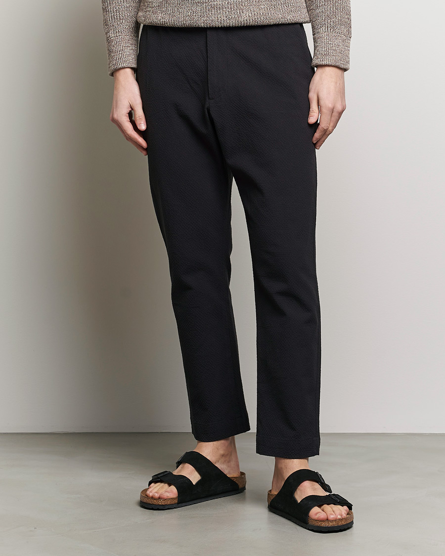 Herre | Bukser | NN07 | Billie Seersucker Drawstring Trousers Black