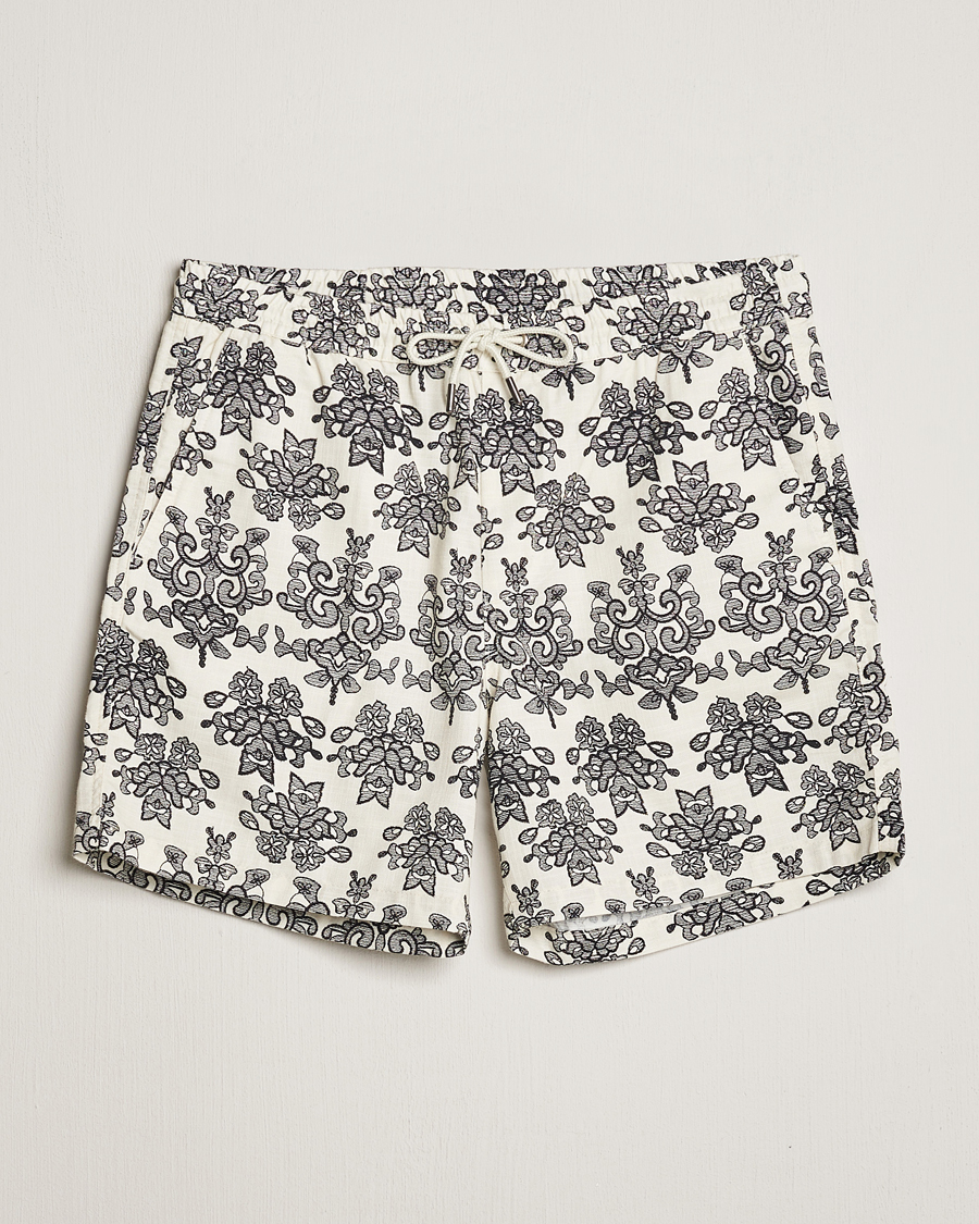Herre | Shorts | NN07 | Gregor Printed Drawstring Shorts Off White/Black