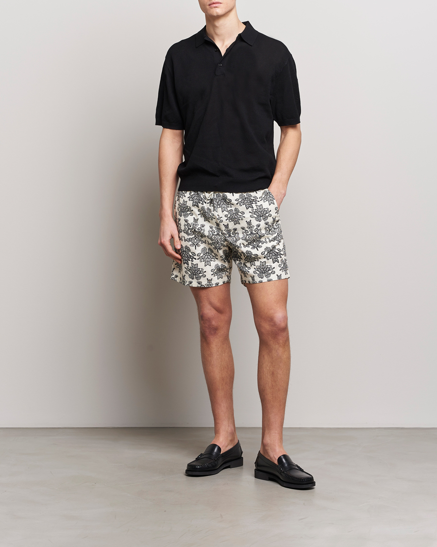 Herre | Shorts | NN07 | Gregor Printed Drawstring Shorts Off White/Black