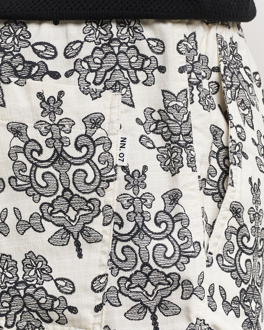 Herre | Shorts | NN07 | Gregor Printed Drawstring Shorts Off White/Black