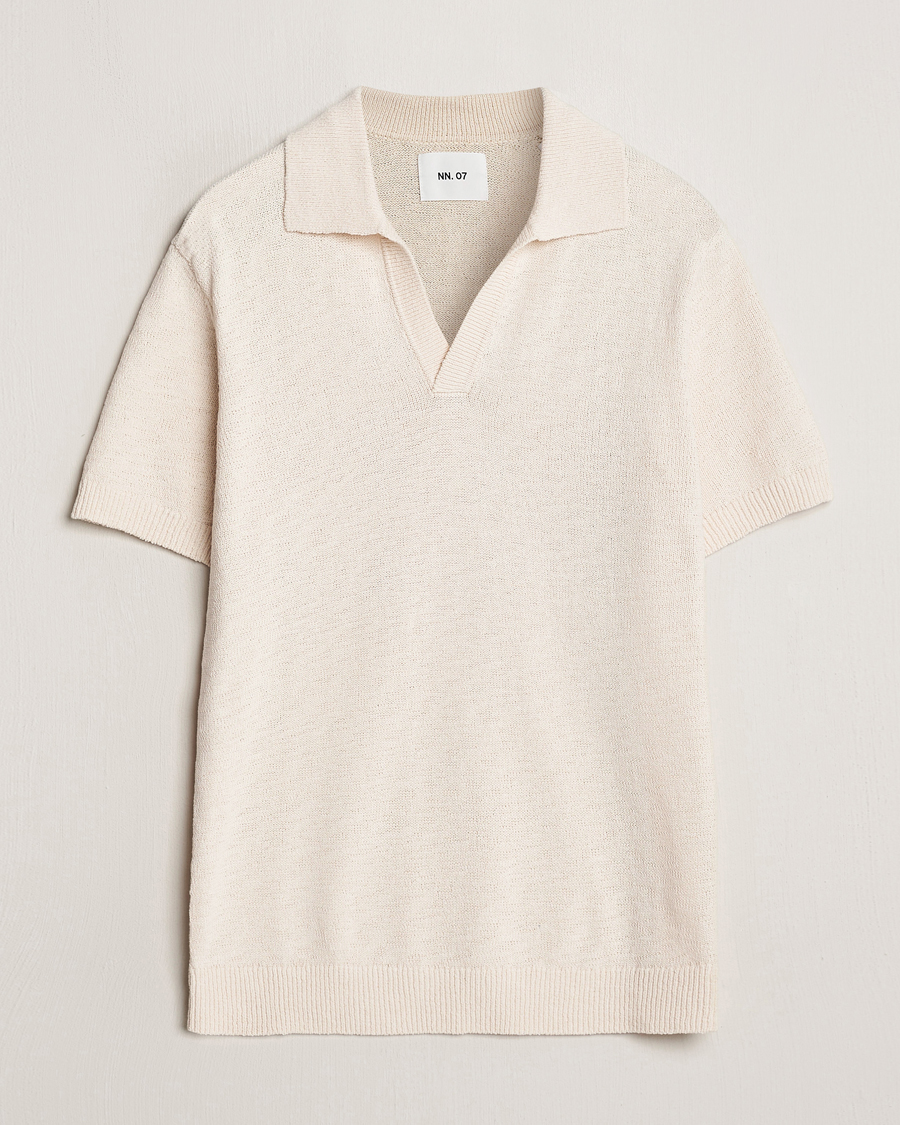 Herre | Pikéer | NN07 | Ryan Open Collar Knitted Polo Off White
