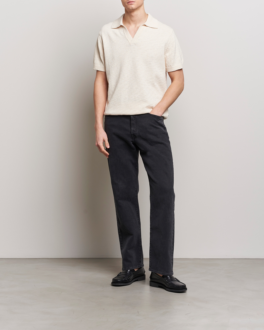 Herre | Pikéer | NN07 | Ryan Open Collar Knitted Polo Off White