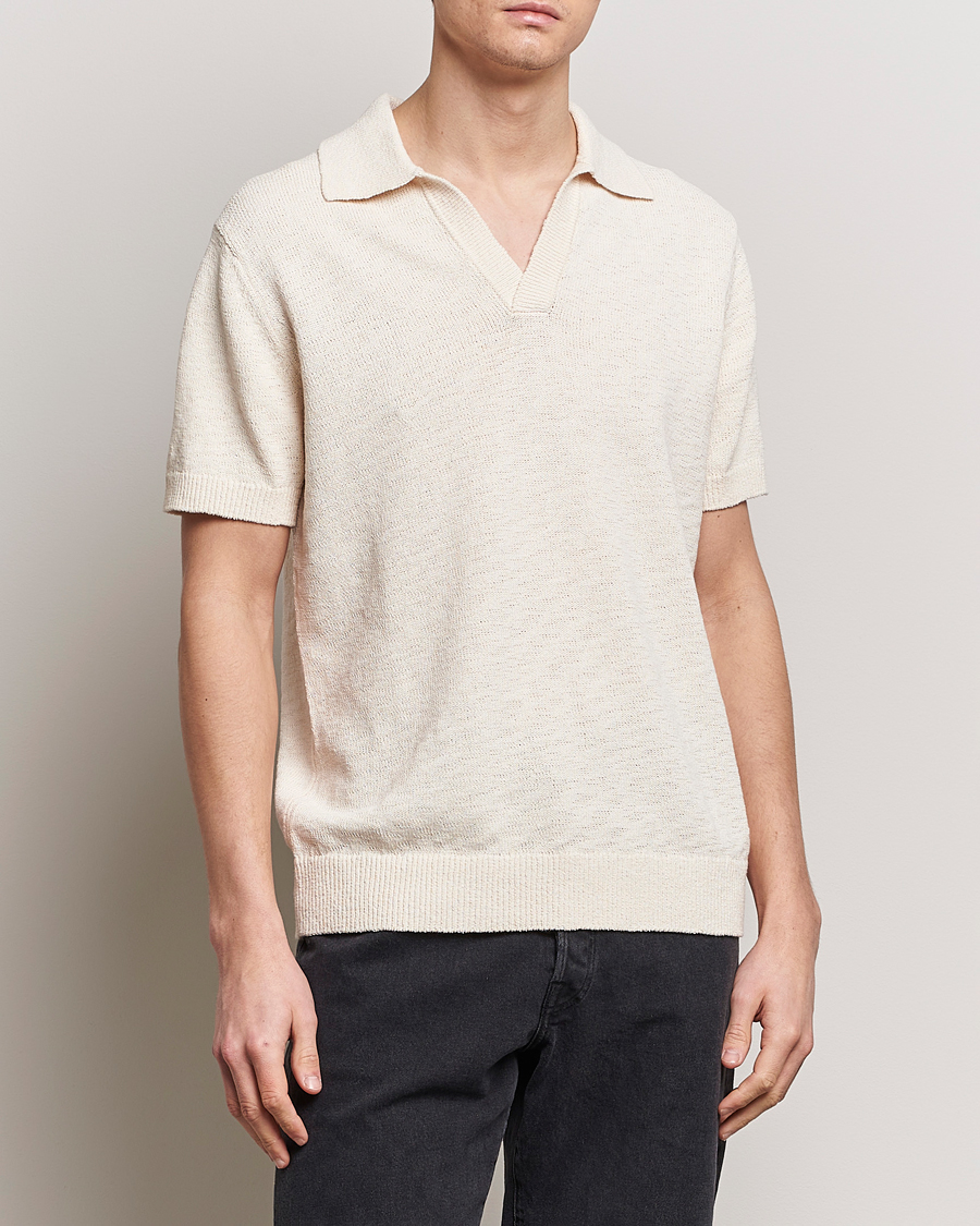 Herre | Pikéer | NN07 | Ryan Open Collar Knitted Polo Off White