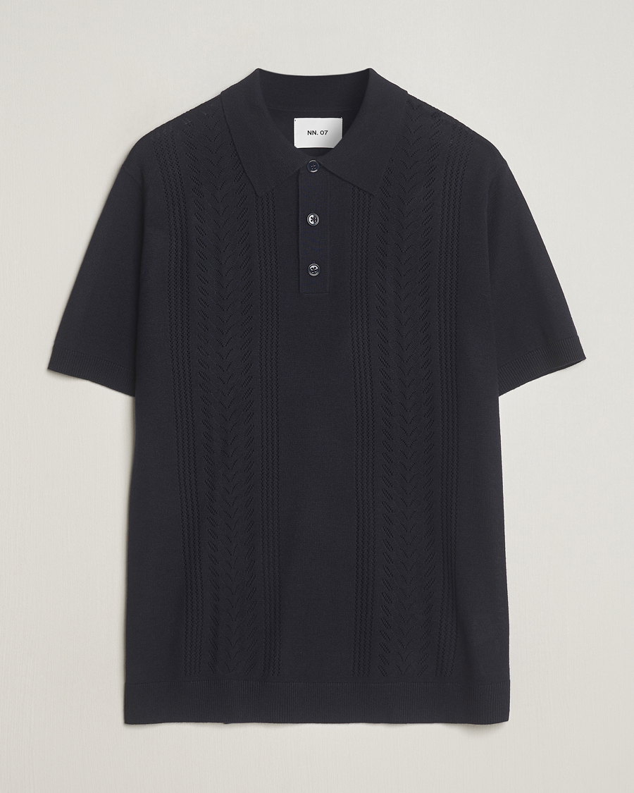 Herre | Pikéer | NN07 | Thor Knitted Polo Navy Blue