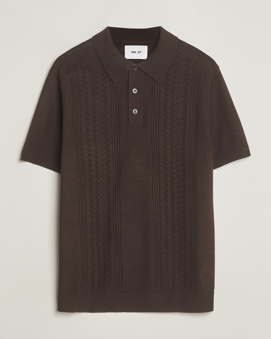 Herre | Pikéer | NN07 | Thor Knitted Polo Slate Brown