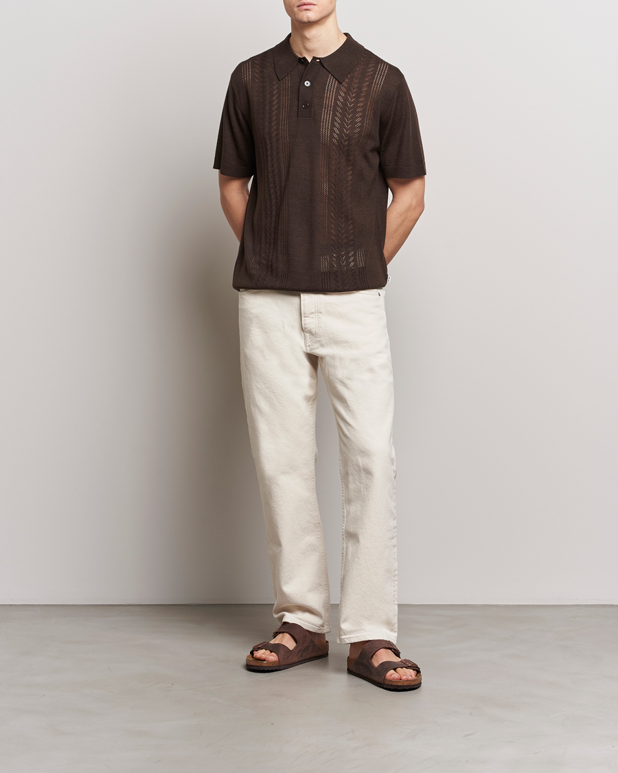 Herre | Pikéer | NN07 | Thor Knitted Polo Slate Brown