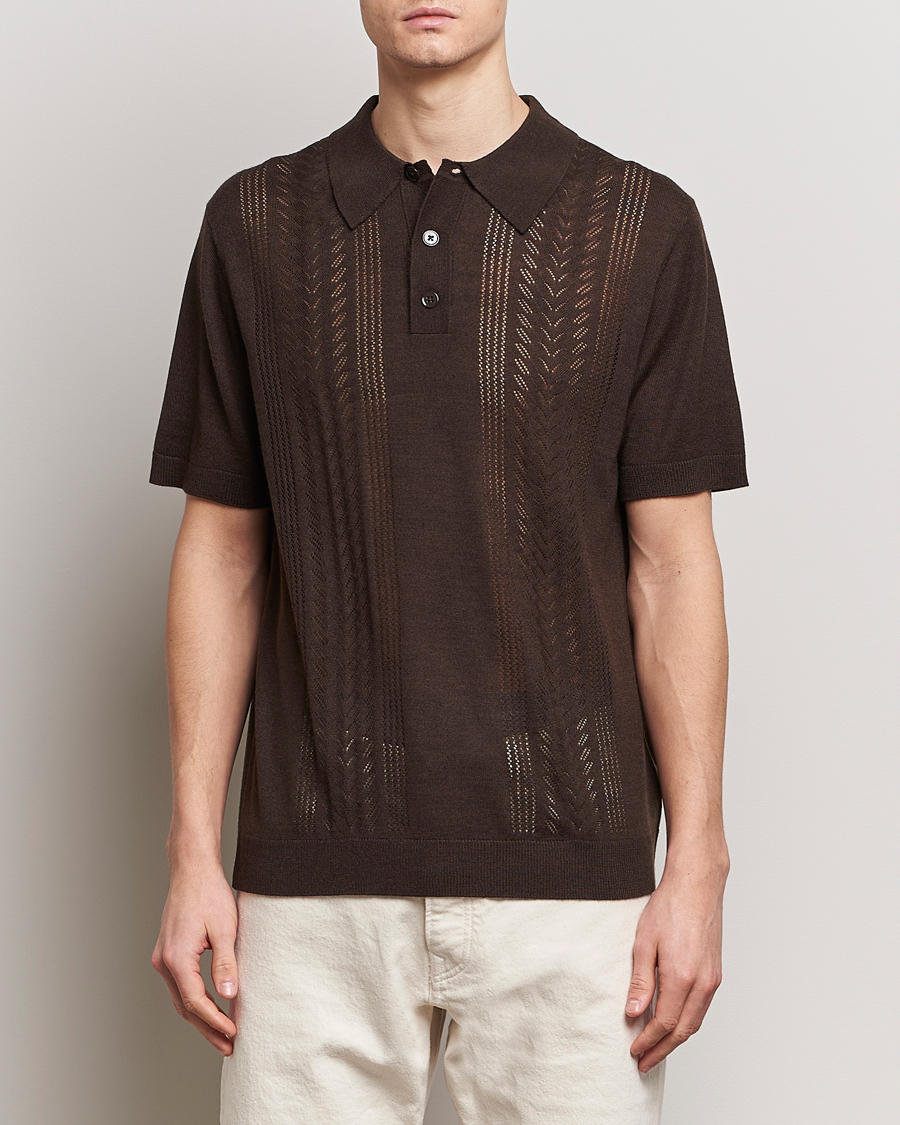 Herre | Pikéer | NN07 | Thor Knitted Polo Slate Brown