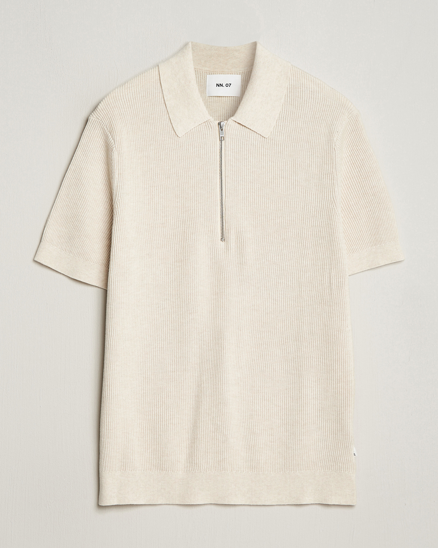 Herre | Pikéer | NN07 | Hansie Zip Polo Ecru