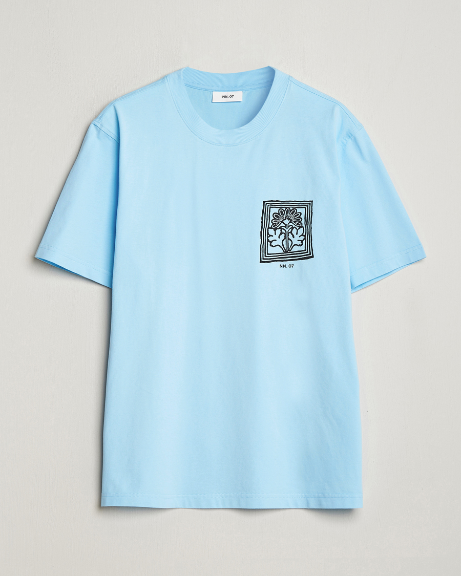 Herre | T-Shirts | NN07 | Adam Printed Crew Neck T-Shirt Polar Wind