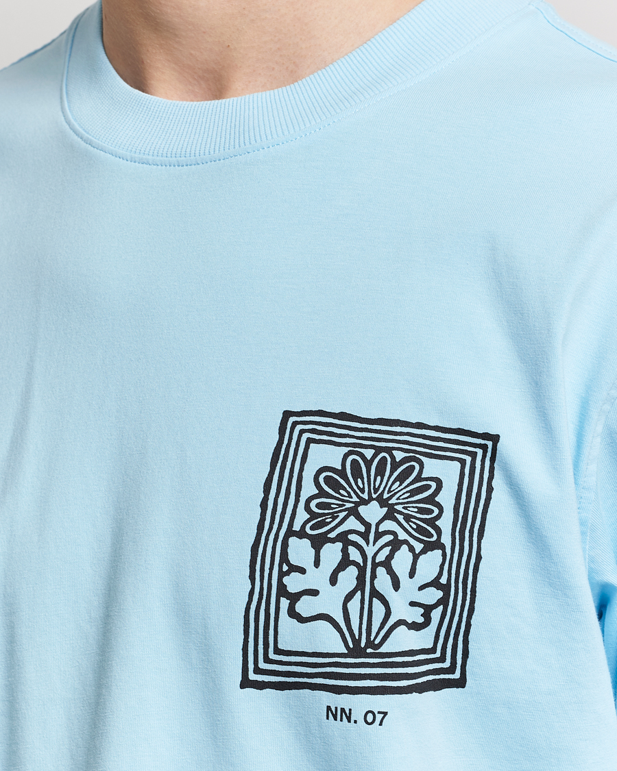 Herre | T-Shirts | NN07 | Adam Printed Crew Neck T-Shirt Polar Wind