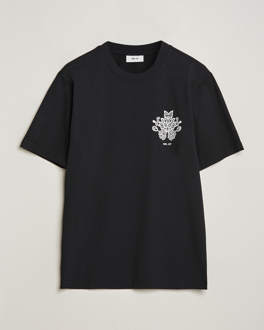 Herre | T-Shirts | NN07 | Adam Printed Crew Neck T-Shirt Black