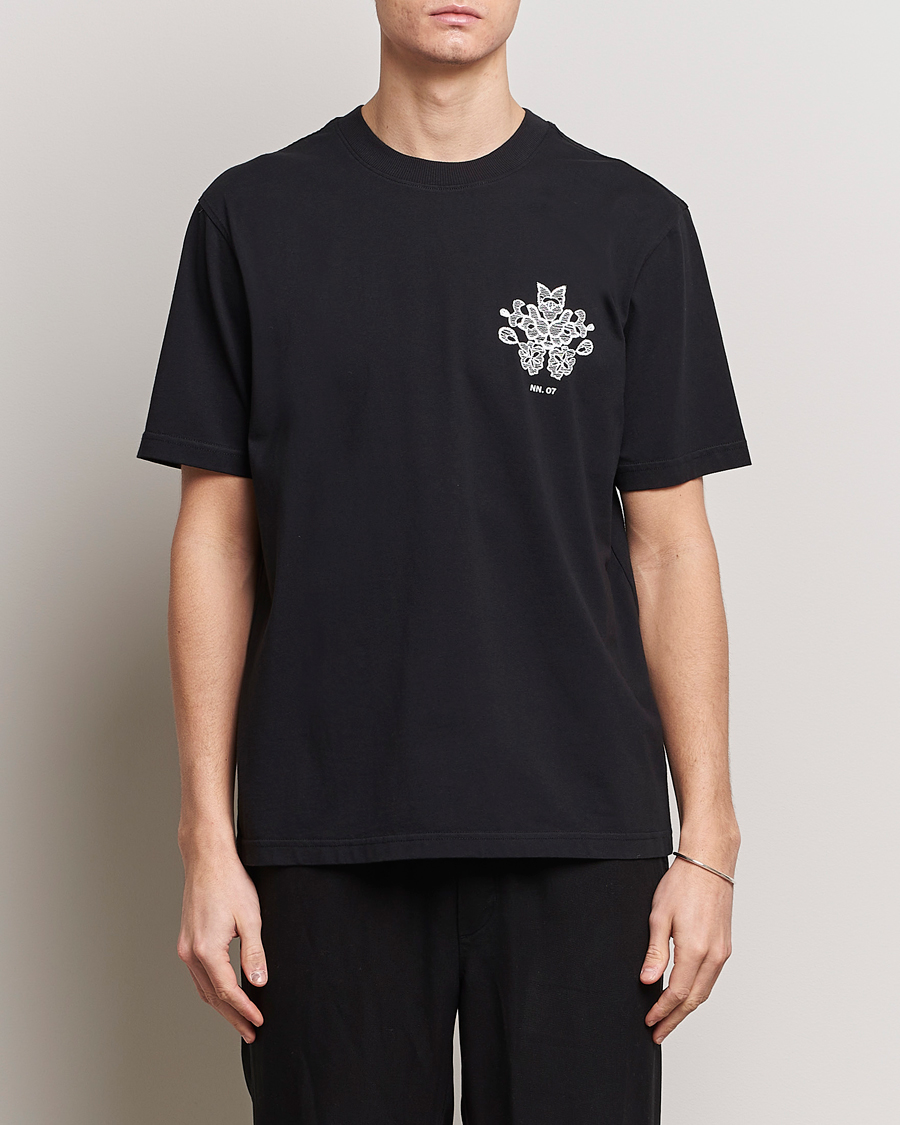 Herre | Svarte t-skjorter | NN07 | Adam Printed Crew Neck T-Shirt Black