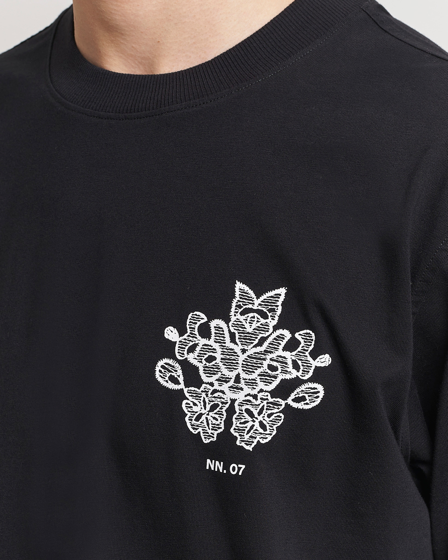 Herre | T-Shirts | NN07 | Adam Printed Crew Neck T-Shirt Black