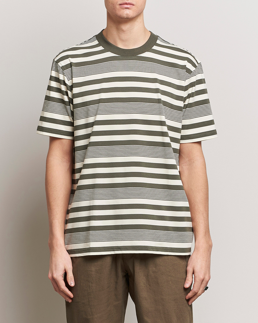 Herre | T-Shirts | NN07 | Adam Striped Crew Neck T-Shirt Capers Green