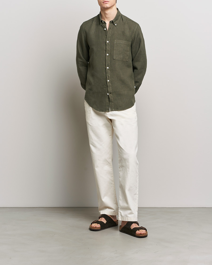 Herre | Skjorter | NN07 | Arne Linen Shirt Capers Green
