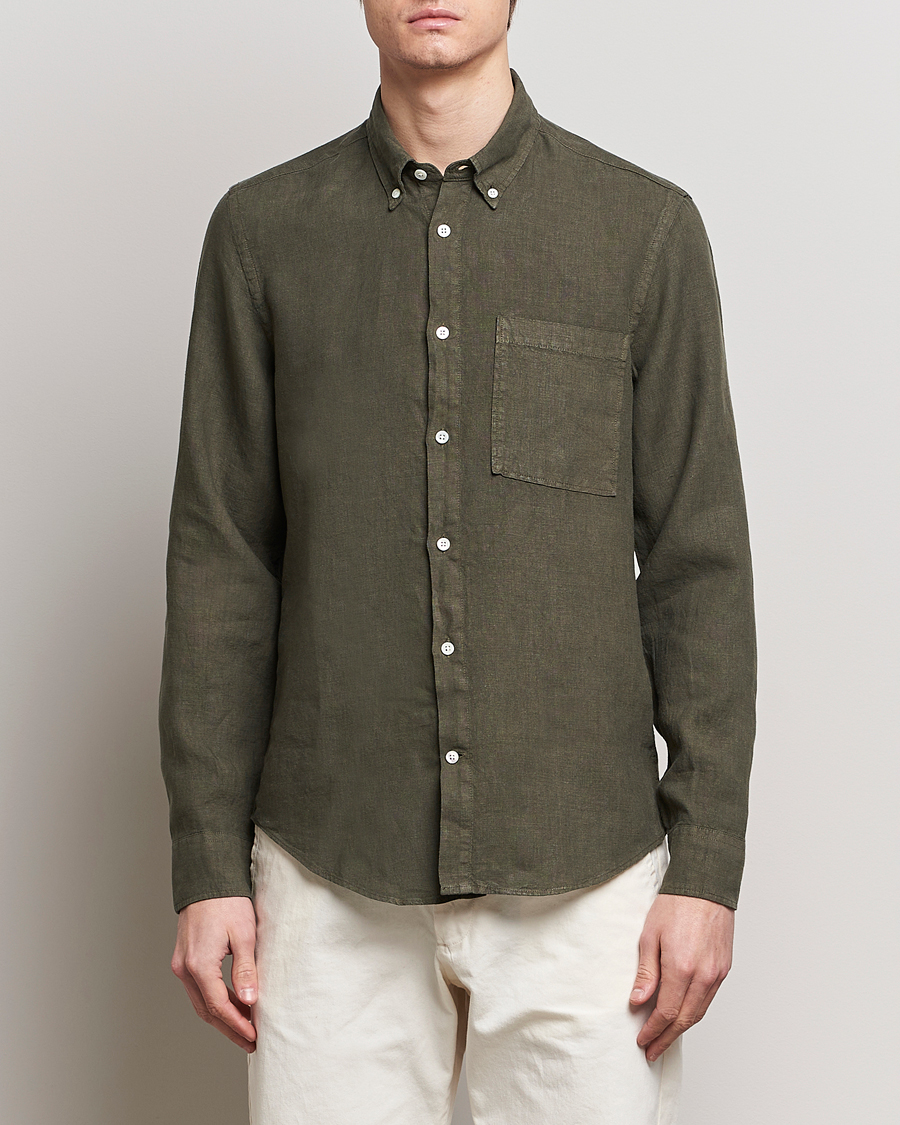 Herre | Business & Beyond | NN07 | Arne Linen Shirt Capers Green