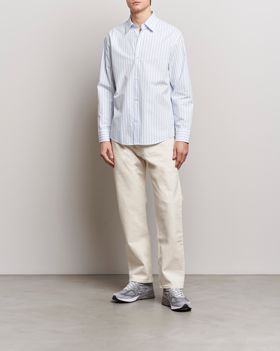 Herre | Skjorter | NN07 | Freddy Poplin Striped Shirt Blue/White