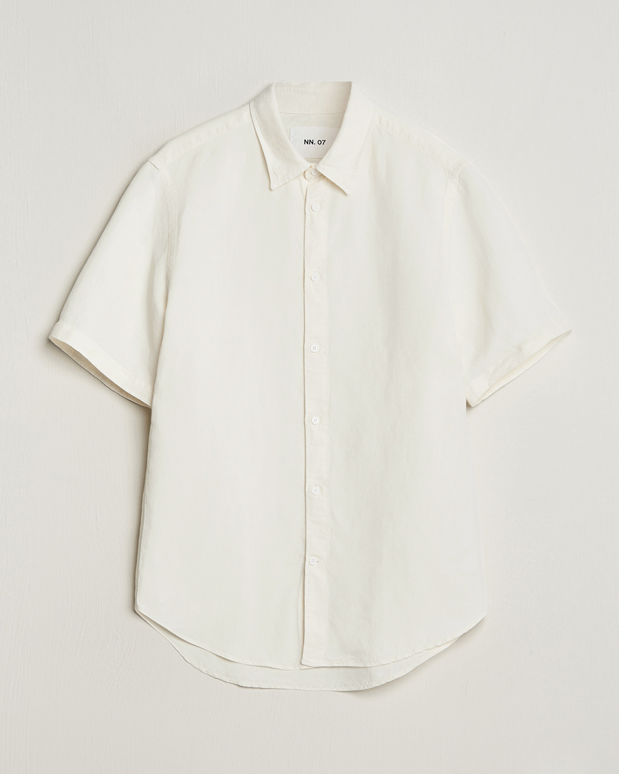 Herre | Skjorter | NN07 | Arne Tencel/Linen Short Sleeve Shirt White