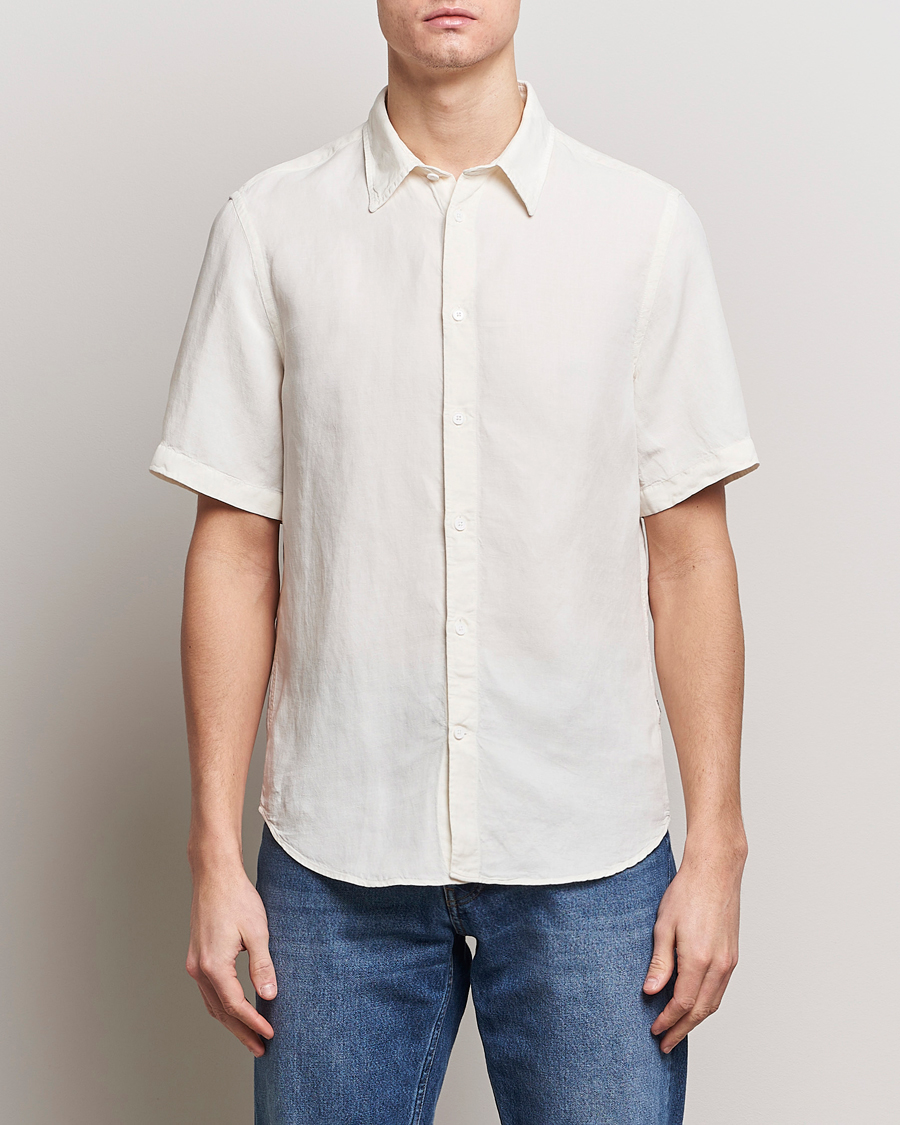 Herre | Kortermede skjorter | NN07 | Arne Tencel/Linen Short Sleeve Shirt White