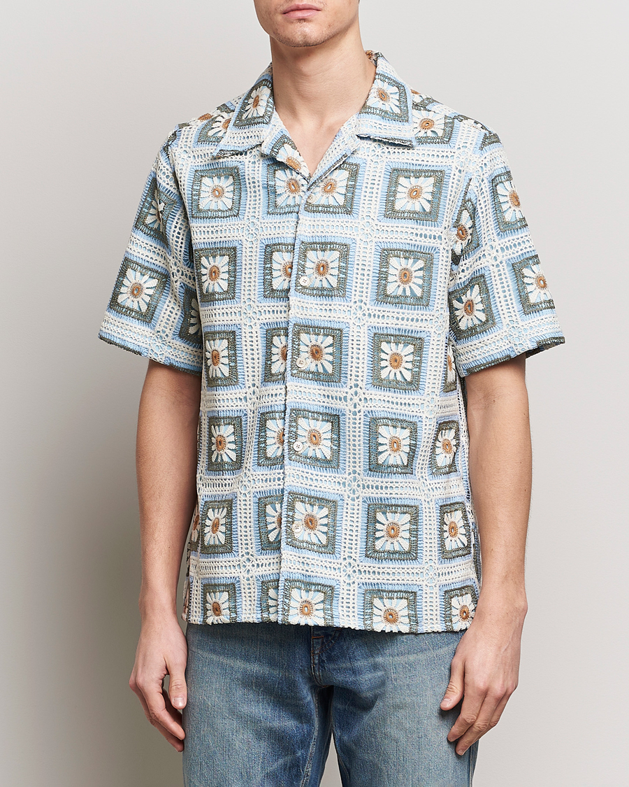 Herre |  | NN07 | Julio Knitted Croche Flower Short Sleeve Shirt Multi