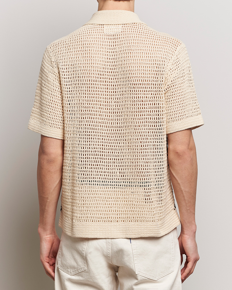 Herre | Skjorter | NN07 | Nolan Croche Knitted Short Sleeve Shirt Ecru
