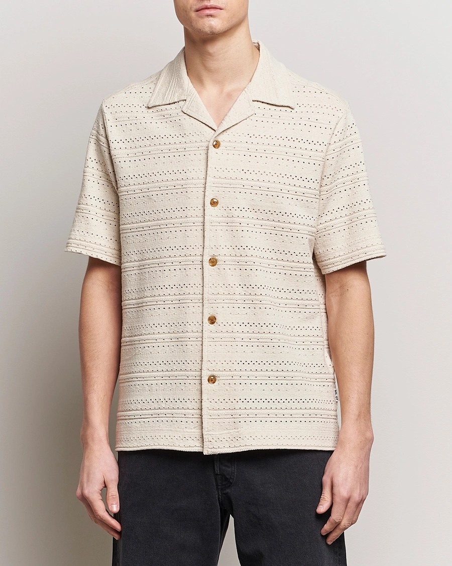 Herre | Casual | NN07 | Julio Knitted Short Sleeve Shirt Ecru