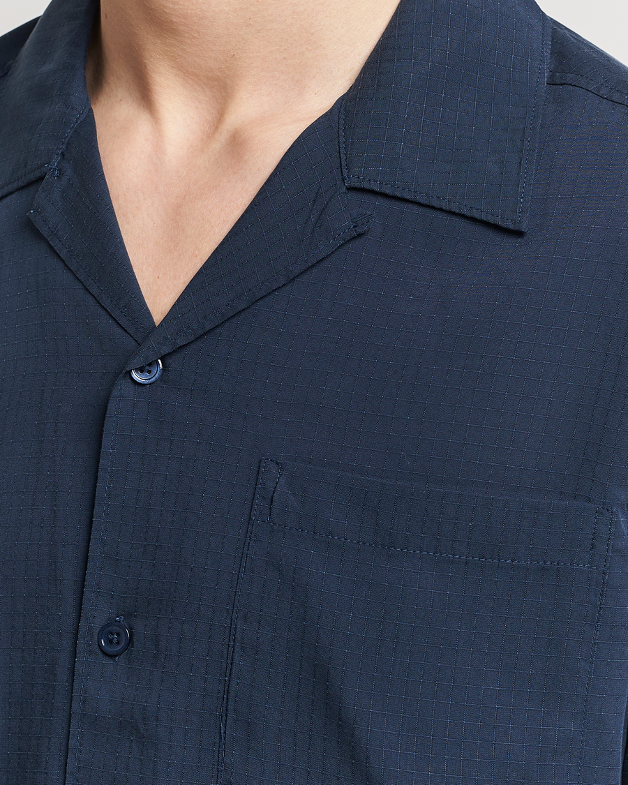 Herre | Skjorter | NN07 | Julio Ripstop Short Sleeve Shirt Navy Blue
