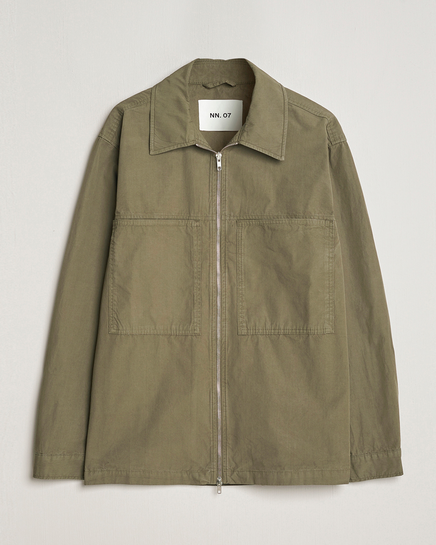Herre | Jakker | NN07 | Isak Full Zip Shirt Jacket Capers Green