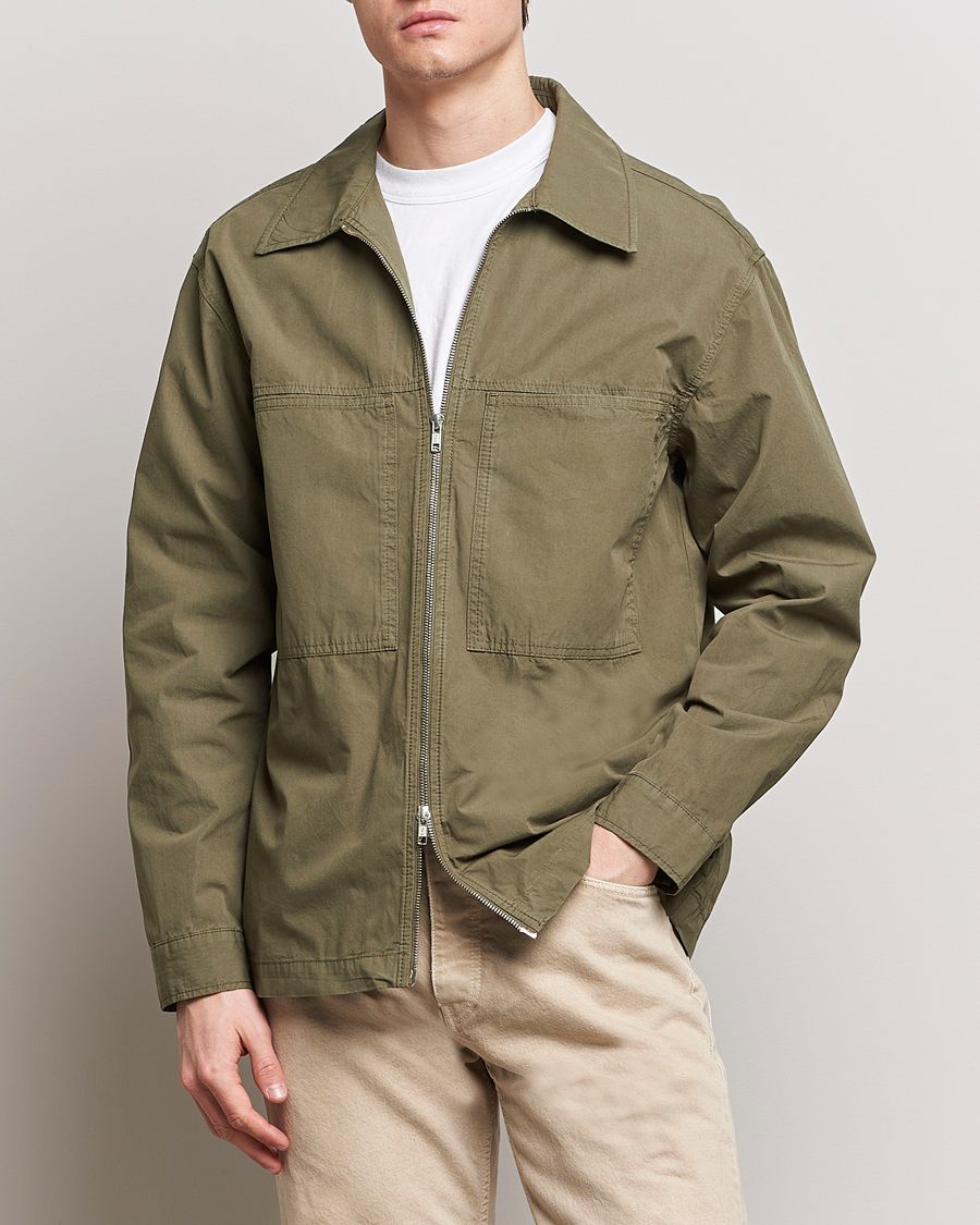 Herre | Business & Beyond | NN07 | Isak Full Zip Shirt Jacket Capers Green