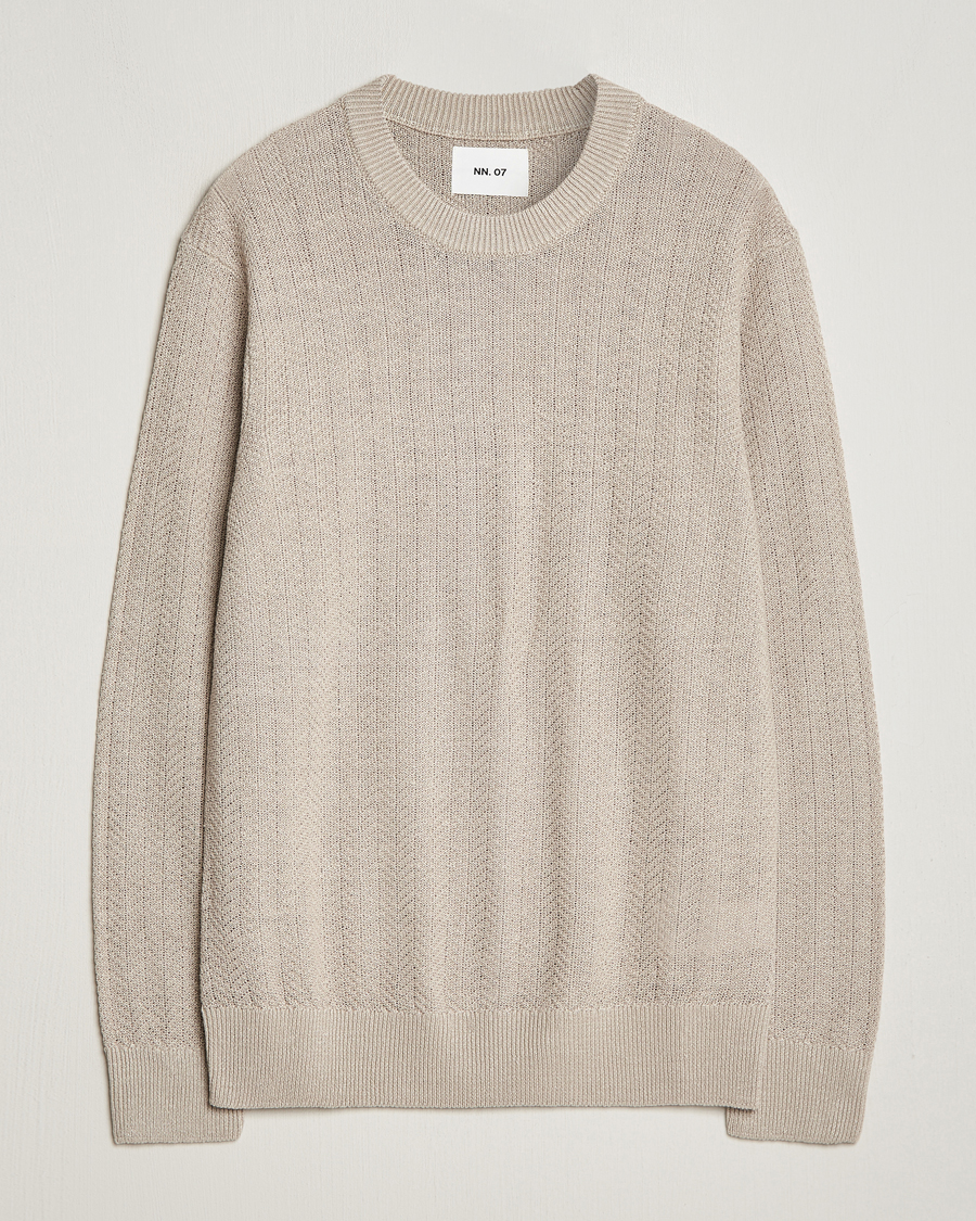 Herre | Gensere | NN07 | Jaden Knitted Linen Crew Neck Sweater Irish Cream