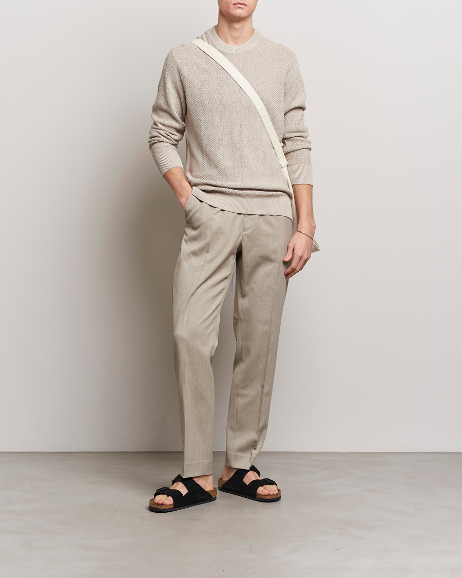 Herre | Gensere | NN07 | Jaden Knitted Linen Crew Neck Sweater Irish Cream