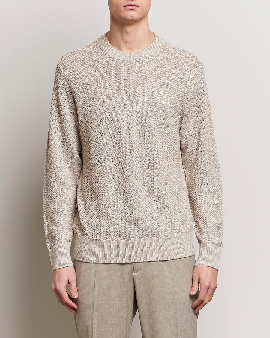 Herre | Gensere | NN07 | Jaden Knitted Linen Crew Neck Sweater Irish Cream