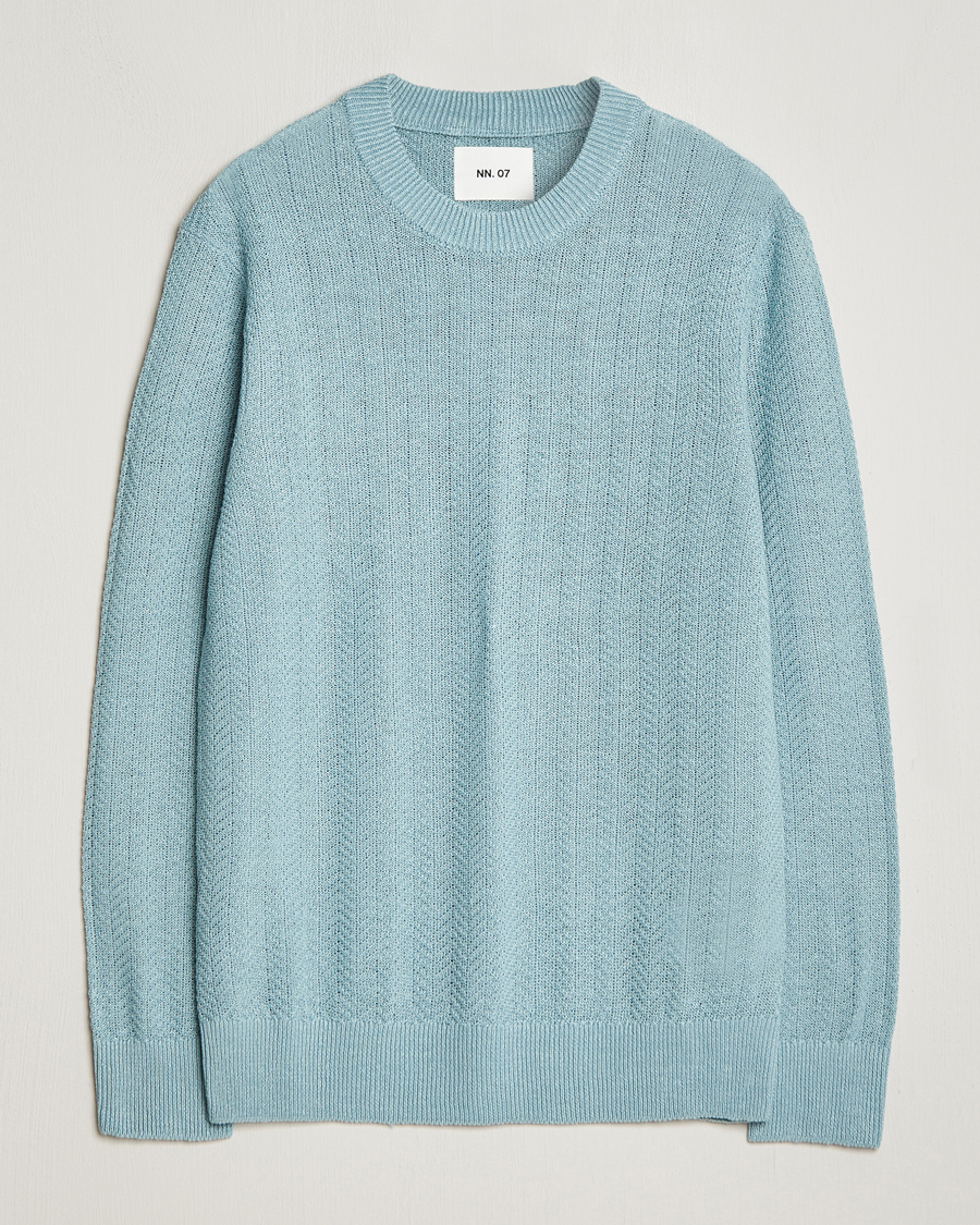 Herre |  | NN07 | Jaden Knitted Linen Crew Neck Sweater Winter Sky 