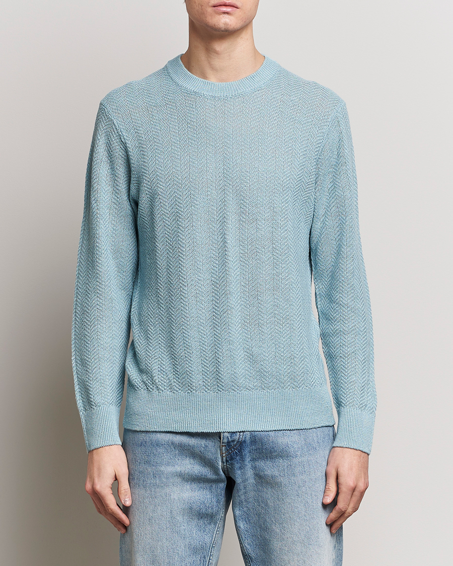 Herre | Salg | NN07 | Jaden Knitted Linen Crew Neck Sweater Winter Sky 