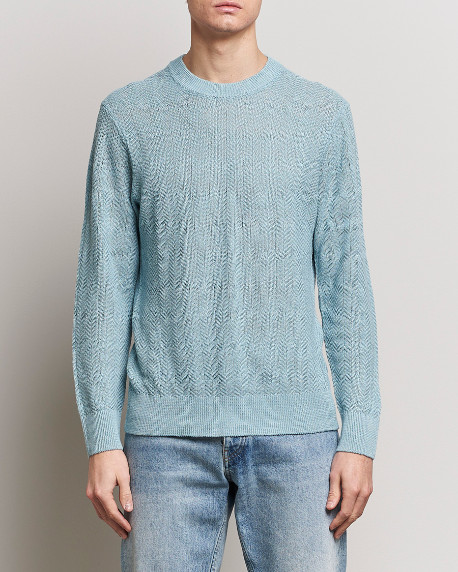 Herre | Lojalitetstilbud | NN07 | Jaden Knitted Linen Crew Neck Sweater Winter Sky 