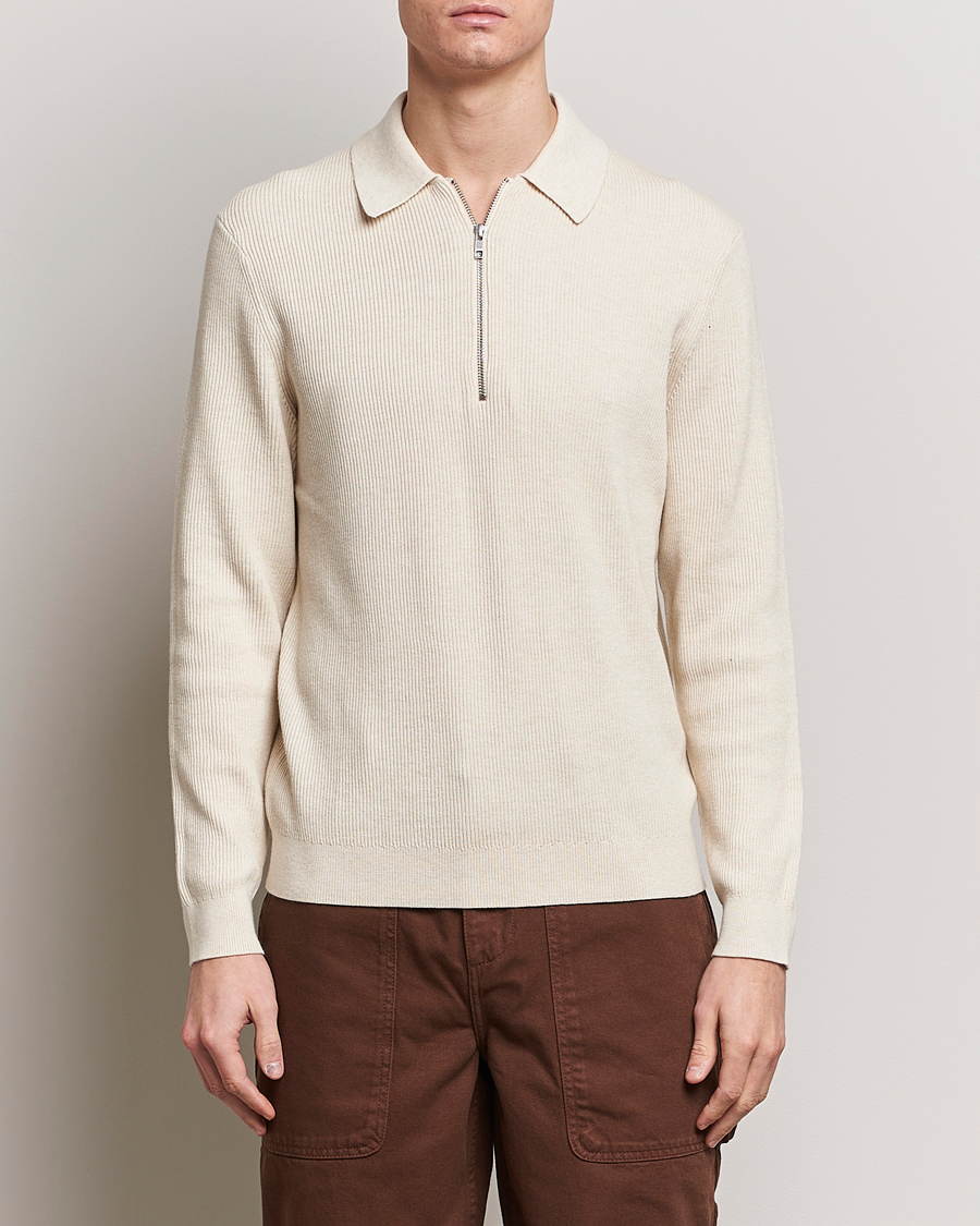 Herre | Avdelinger | NN07 | Hansie Knitted Half Zip Ecru