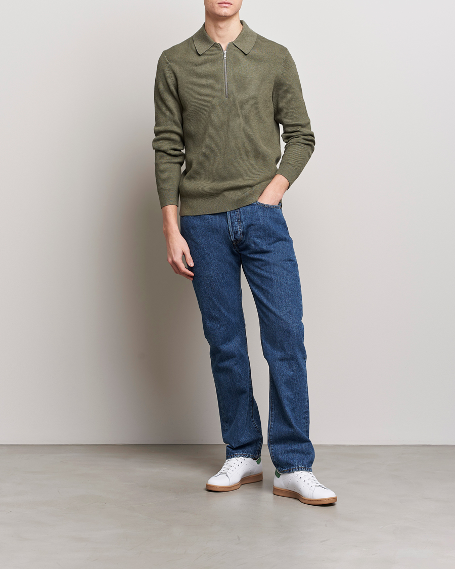 Herre | Gensere | NN07 | Hansie Knitted Half Zip Capers Green