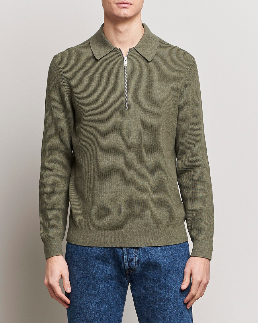 Herre | Salg klær | NN07 | Hansie Knitted Half Zip Capers Green