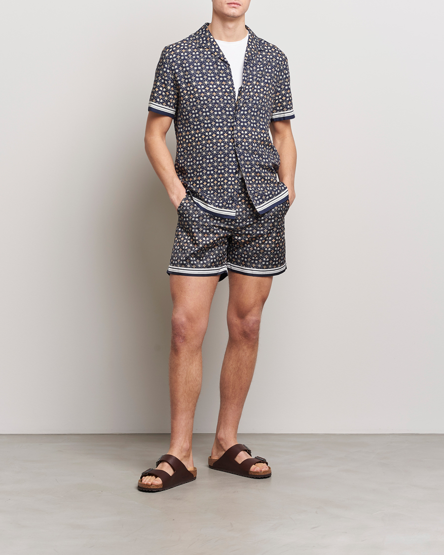 Herre | Skjorter | Orlebar Brown | Hibbert Fiore Short Sleeve Shirt Night Iris